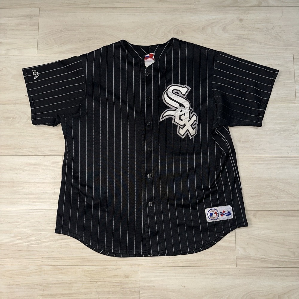 Vintage 90s Chicago White Sox Jersey Size XL Majestic Authentic Black Pinstripe